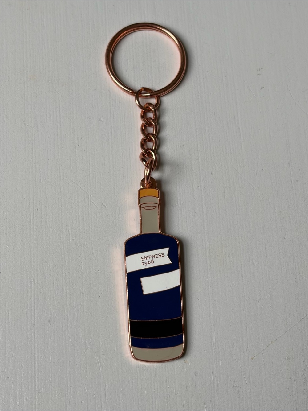 Empress 1908 Gin Bottle Metal Enamel Gold Keychain NWOT